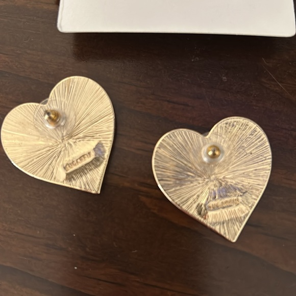 BaubleBar earrings lot - 2 pairs- Crystal Strawberry and silver/gold hearts - Picture 2 of 3